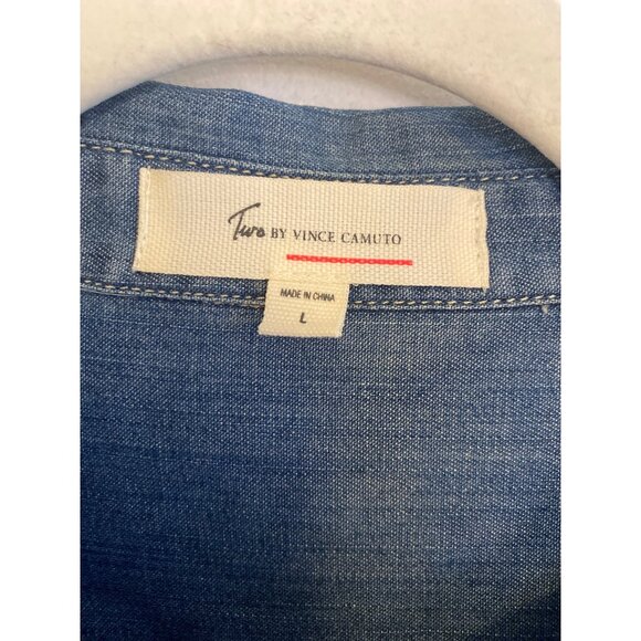 Turo By Vince Camuto Blue Long Sleeve Denim Shirt Dress Size L - Picture 3 of 5